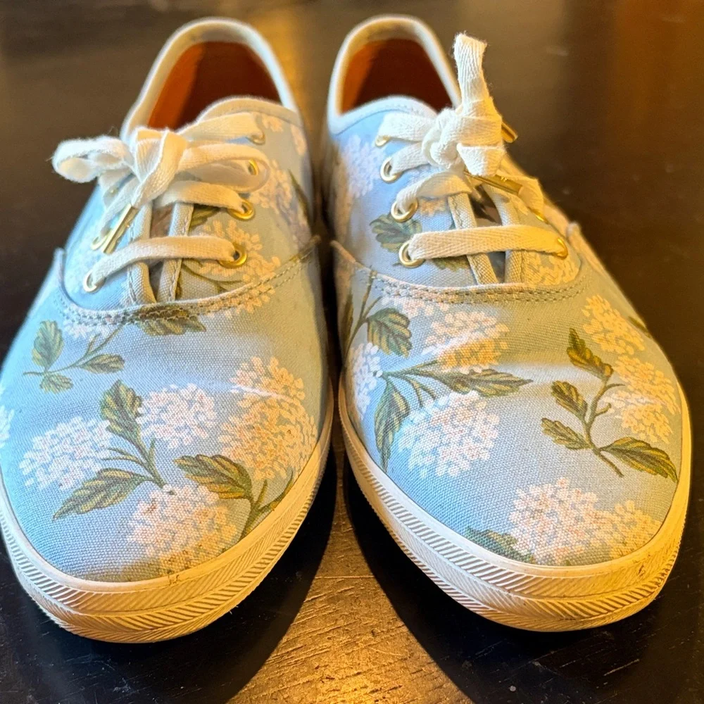 Keds Light Blue Floral Canvas Lace-Up Sneakers - Picture 2 of 6